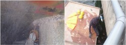 Drilling works for preparation of piles jacketing